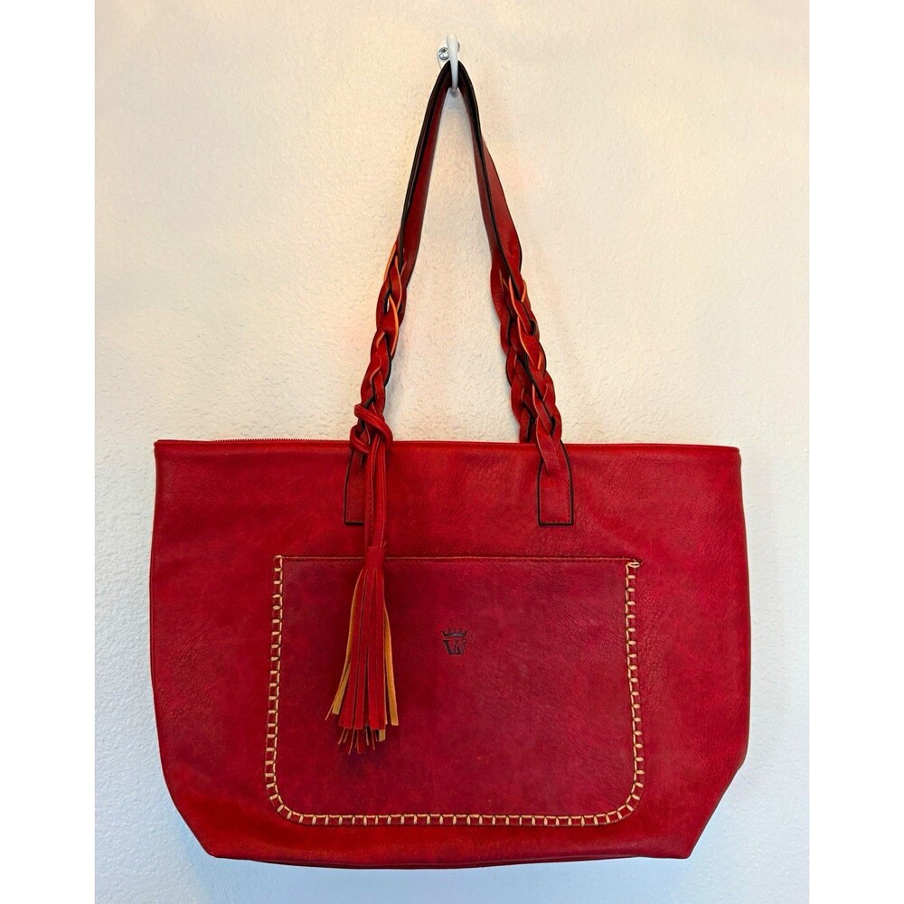 Gorgeous Weimeibaige Red Wine Color Faux Leather Tote Bag